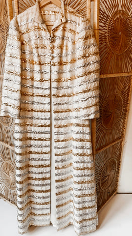 Vintage Metallic Stripe quilted duster