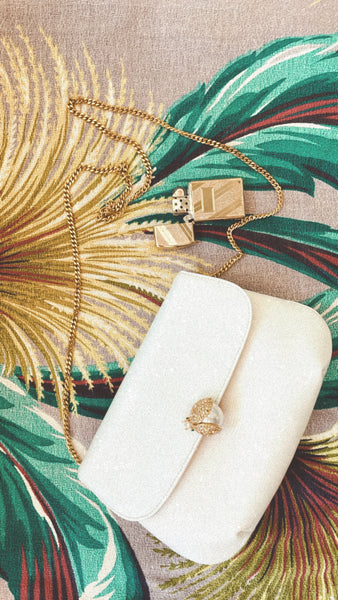 Morris Moskowitz White Leather Bumble Bee Purse