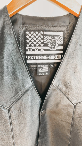 Leather moto vest