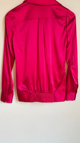 Magenta Silk Wrap Blouse