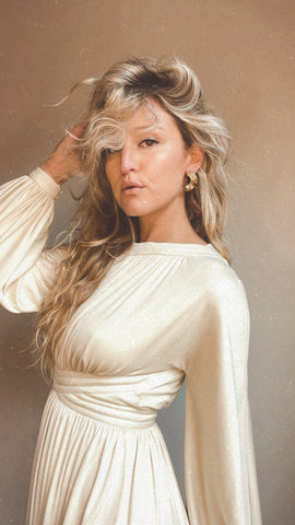 Donald Brooks Cream Grecian Dress
