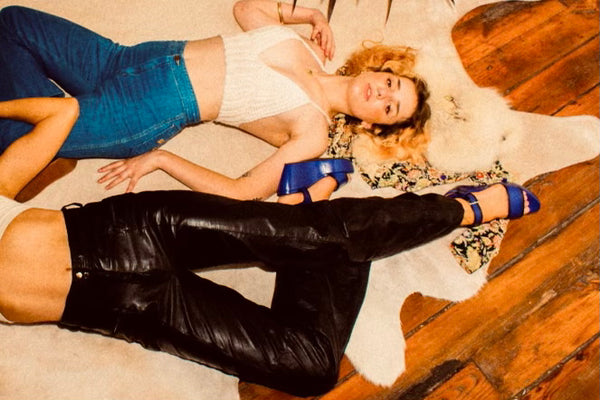 Vintage Black Leather High Rise Flares