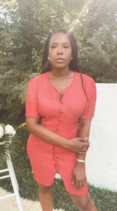 Breakin' Loose Red Button Up Short Sundress