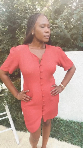 Breakin' Loose Red Button Up Short Sundress