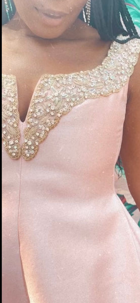 Elinor Simmons for Malcolm Starr Dusty Pink Embellished Cocktail Dress