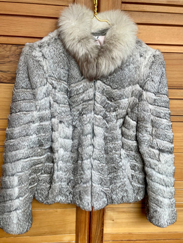 'ADA' Vintage Grey Rabbit Zig Zag Jacket