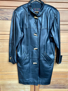 'LNR' Leather Coat with Gold Horn Hardware