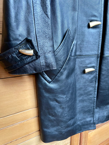'LNR' Leather Coat with Gold Horn Hardware