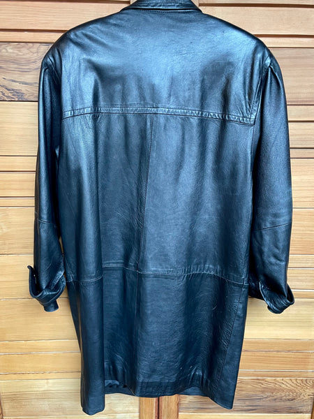 'LNR' Leather Coat with Gold Horn Hardware
