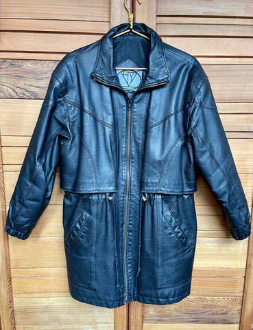 Vintage Leather Half Cape Coat