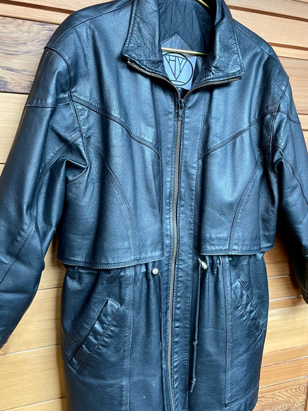 Vintage Leather Half Cape Coat