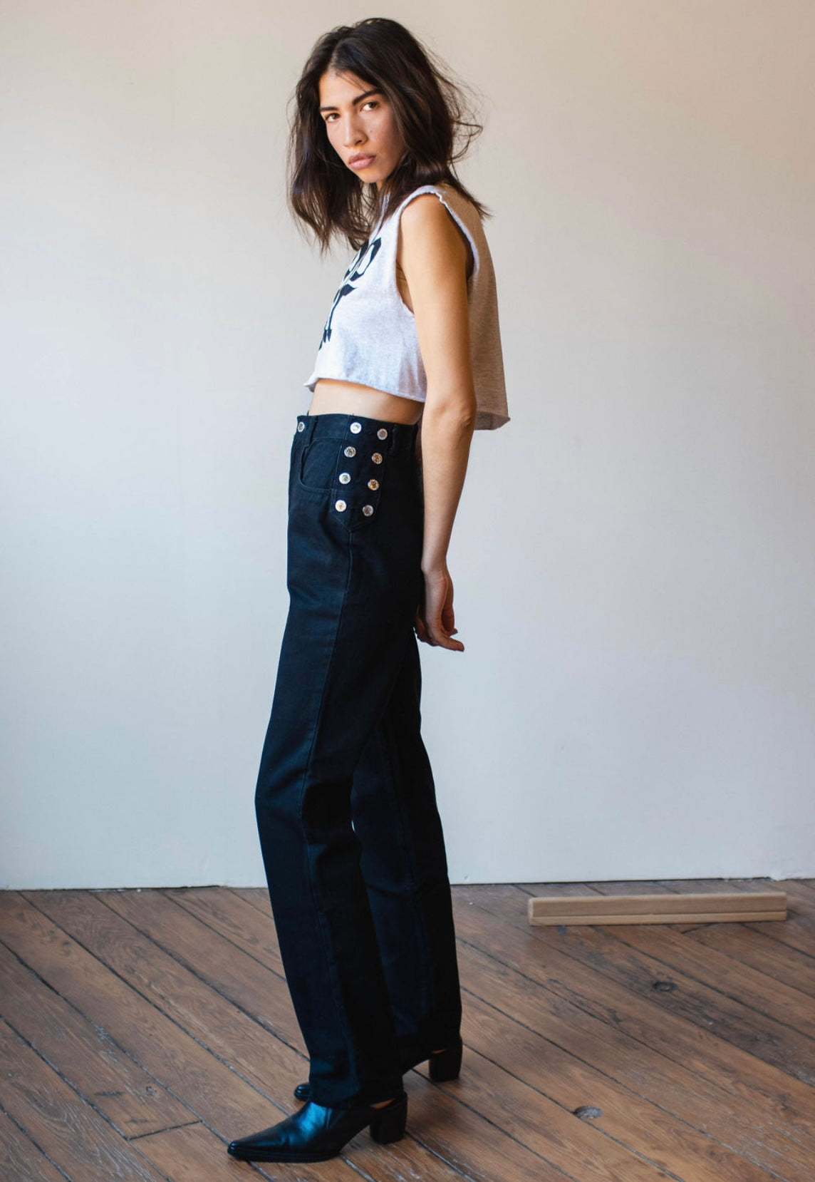 Vintage Black Studded 'Lawman' Jeans 25