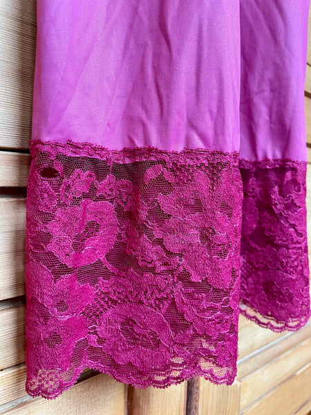 Vintage Raspberry Lace Slip 32