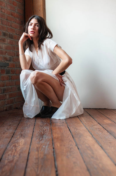 Vintage Sheer Structural White Dress