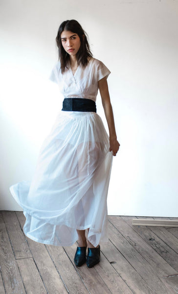 Vintage Sheer Structural White Dress