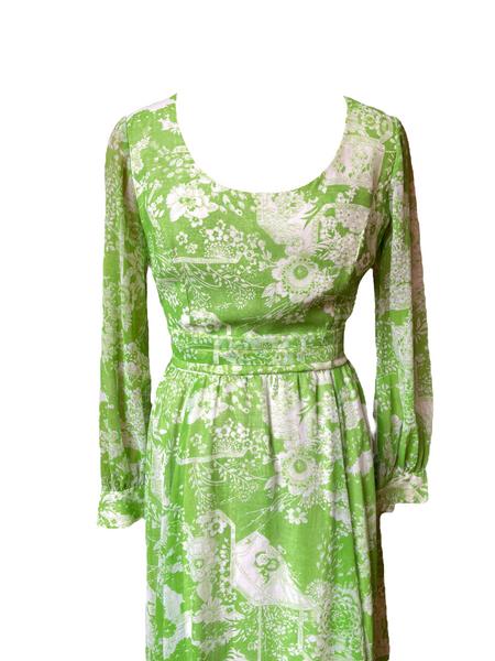 Vintage Green Tapestry Maxi Dress