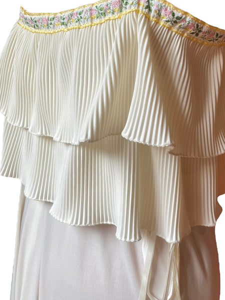 Vintage Tiered Cream Peasant Dress