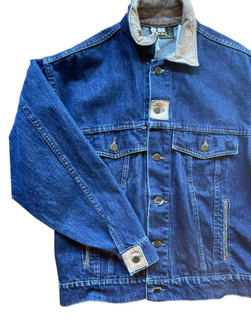 Denim Jacket w/ Leather Trim front