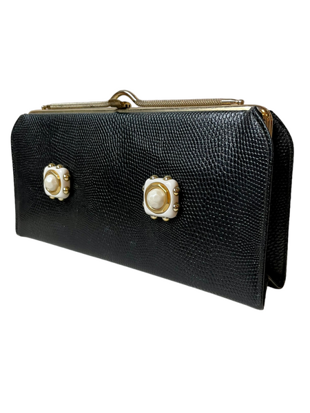 Custom Black Leather Clutch