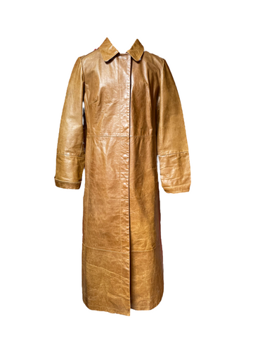 Vintage Brown Leather Floor Length Coat