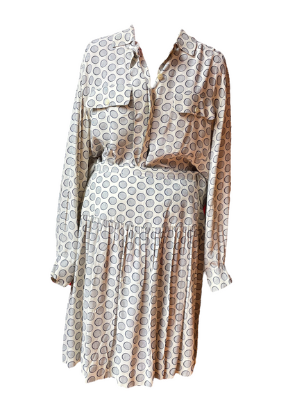 Jones New York Navy/ White Tennis Skirt & Blouse Set