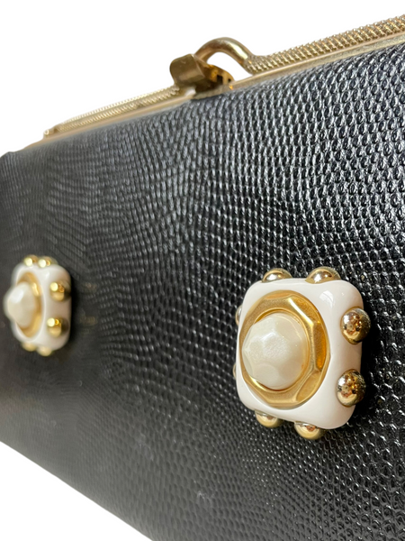 Custom Black Leather Clutch