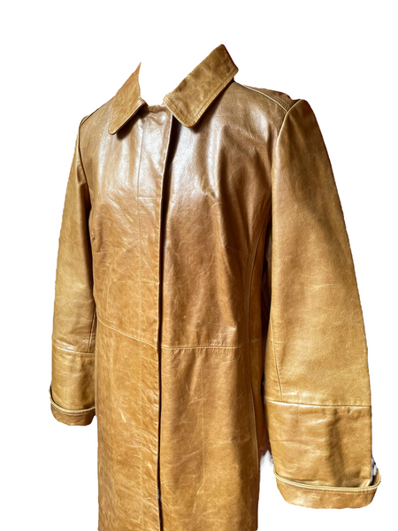 Vintage Brown Leather Floor Length Coat