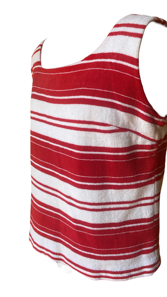 Vintage Red & White Striped Terry Cloth Tank