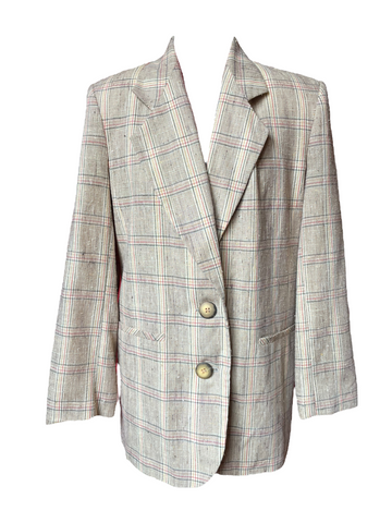 Collections Internationales Plaid Linen Blazer