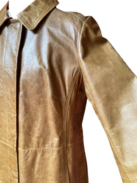 Vintage Brown Leather Floor Length Coat