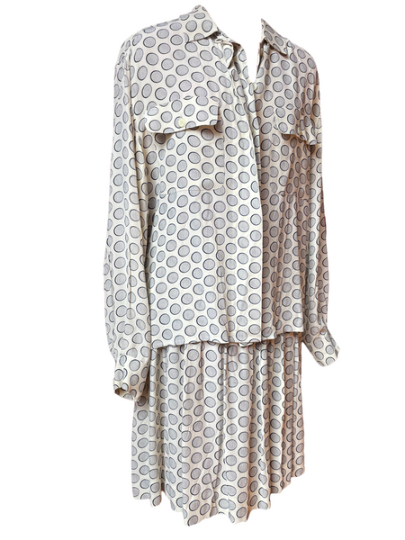 Jones New York Navy/ White Tennis Skirt & Blouse Set