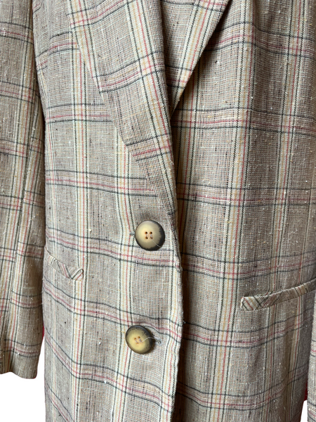 Collections Internationales Plaid Linen Blazer