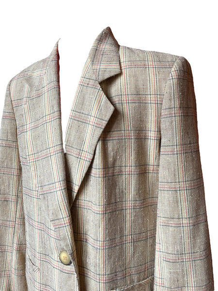 Collections Internationales Plaid Linen Blazer