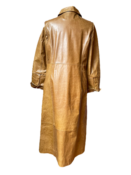 Vintage Brown Leather Floor Length Coat