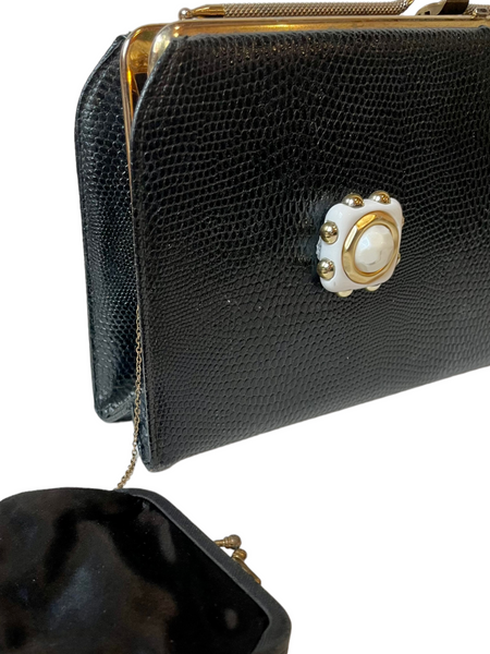Custom Black Leather Clutch