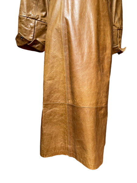 Vintage Brown Leather Floor Length Coat