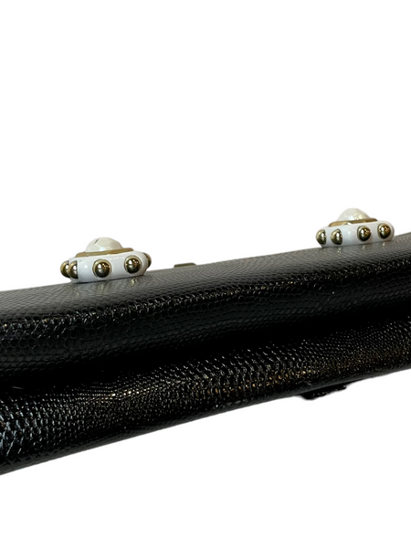 Custom Black Leather Clutch
