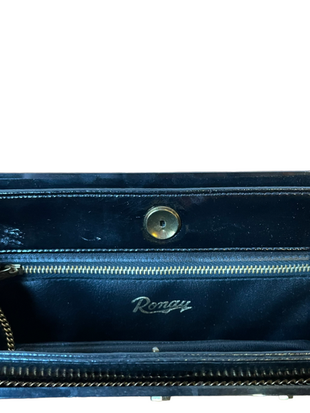 'Ronay' Studded Black Lucite Mirror Handbag