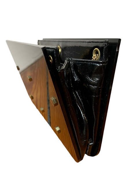 'Ronay' Studded Black Lucite Mirror Handbag