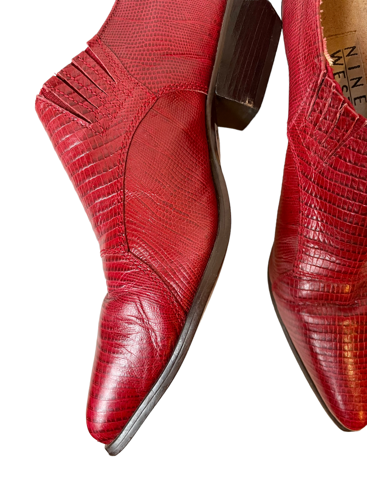 'Nine West' Red Leather Snake Ankle Booties 9