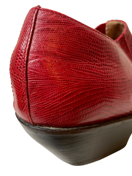 'Nine West' Red Leather Snake Ankle Booties 9