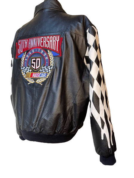 Checkered 50th Anniversary Jeff Hamilton Leather Racing Jacket