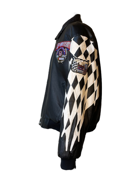 Checkered 50th Anniversary Jeff Hamilton Leather Racing Jacket