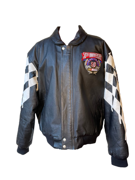 Checkered 50th Anniversary Jeff Hamilton Leather Racing Jacket