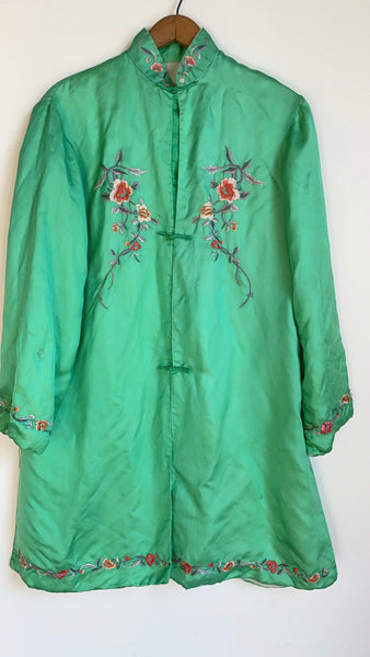 Green silk embroidered jacket