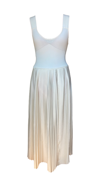 Cream Silk Accordion Dress