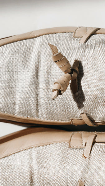 ‘Etienne Aigner’ linen and leather nude flats 7