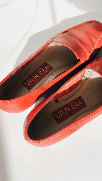 Vintage red leather flats 6