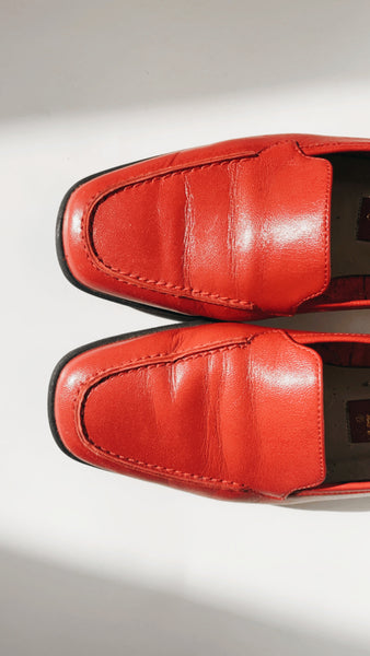 Vintage red leather flats 6