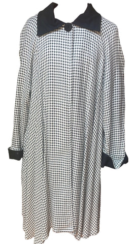Vintage Black & White Houndstooth Swing Coat